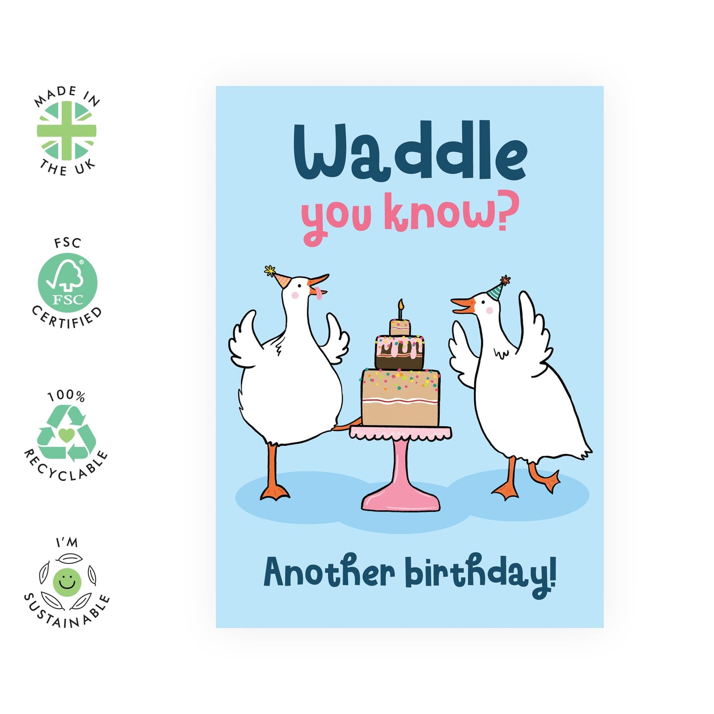 Happy Birthday Card For Him Her - Waddle You Know Goose Birthday - Sweet Birthday Cards For Men Women - Gifts For Mum Or Dad - Best Friend - From Friend Bff - Comes With Stickers By Central 23