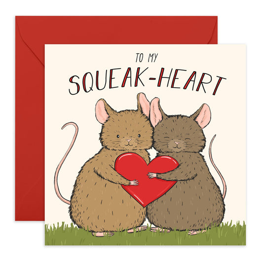 Valentines Card For Girlfriend Boyfriend Partner - To My Squeakheart Mice - Wedding Anniversary Card For Husband Wife - Romantic Card For Him Her - Comes With Fun Stickers By Central 23