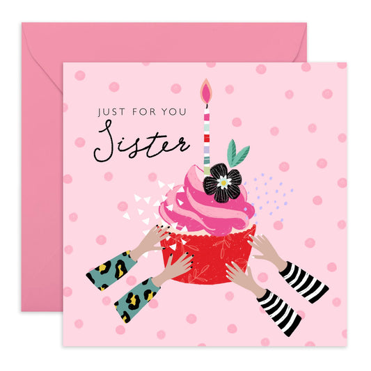 Sister Birthday Cards For Her - Just For You Love Cards For Women - Sweet Gifts Presents - Happy Birthday Valentines Mother's Day Greeting Cards And Envelopes - Comes With Stickers By Central 23