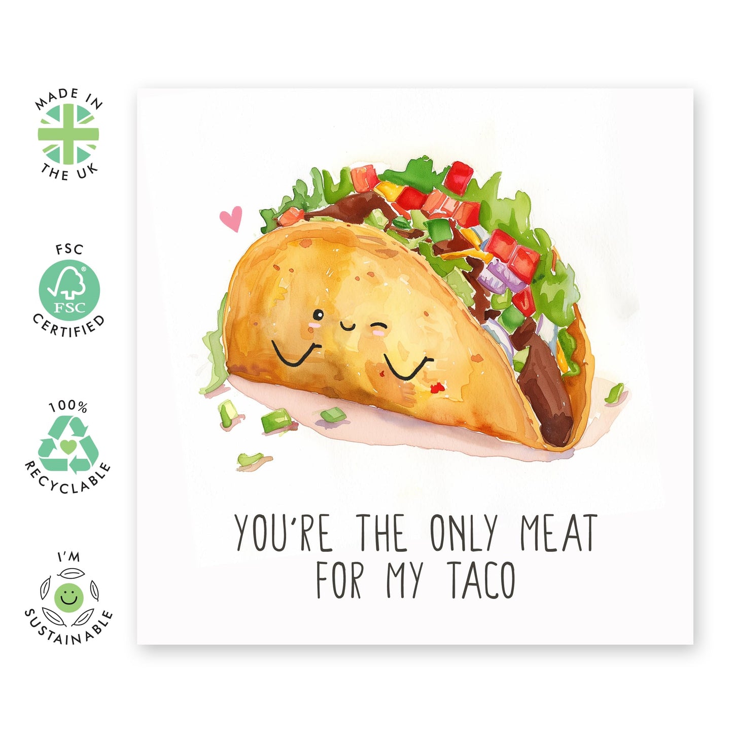 Birthday Card For Women - Only Meat For My Taco - Mothers Day Card From Son Daughter - Wife Anniversary Card - Love Cards For Her - Greeting Card From Husband - Comes With Stickers By Central 23