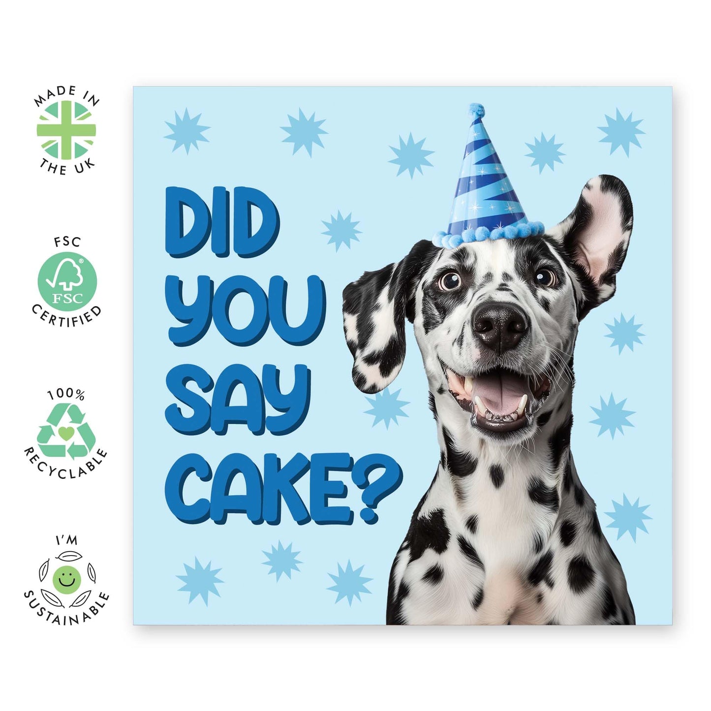 Birthday Card - 'DOG, DID YOU SAY CAKE?' - Perfect for Celebrating Dog Lovers - Ideal for Him Her Friends, Family, or Anyone Who Loves a Pawsitive Birthday Surprise - Comes With Stickers By Central 23