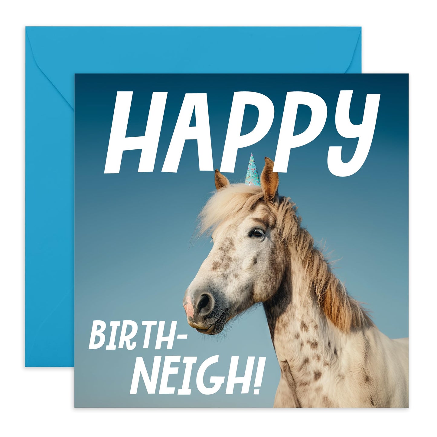 Birthday Greeting Card - 'HAPPY BIRTH NEIGH HORSE' - Perfect for Celebrating with a Fun Twist - Ideal for Horse Lovers & Adding a Playful Touch to Their Special Day - Comes With Stickers By Central 23