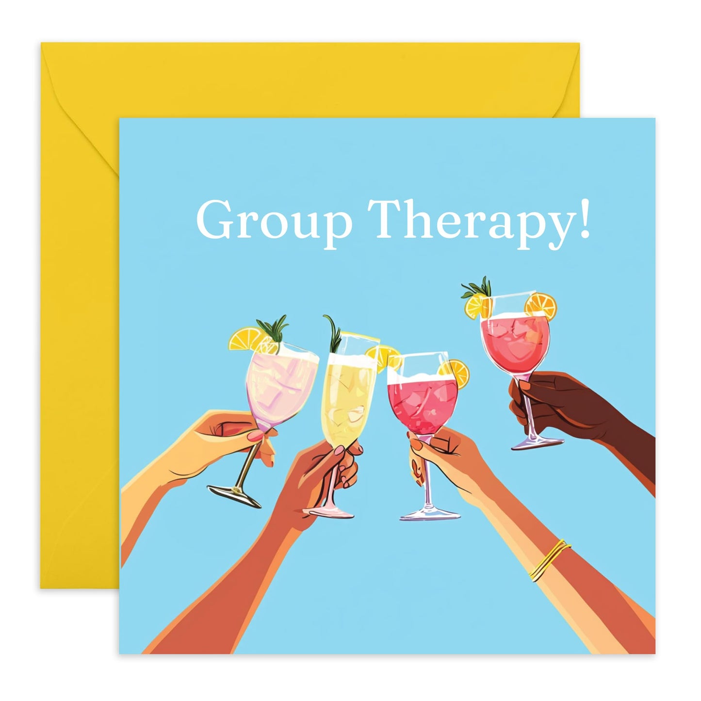 Fun Friendship Greeting Card - 'Group Therapy' - Gifts for Besties, BFF, Best Friend, Colleague, Co-workers, Bruv, Mate, Cousin, Girlfriends - Cocktail Cheers- Comes with Fun Stickers