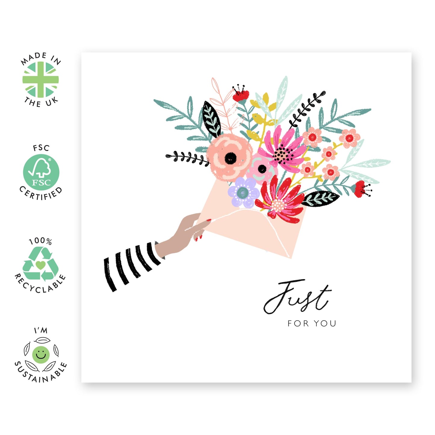 Greeting Cards Birthday Anniversary - Just For You - Birthday, Mother's Day, Valentine, Thank You Cards For Women Her Mum Sister Grandma - Comes With Fun Stickers By Central 23
