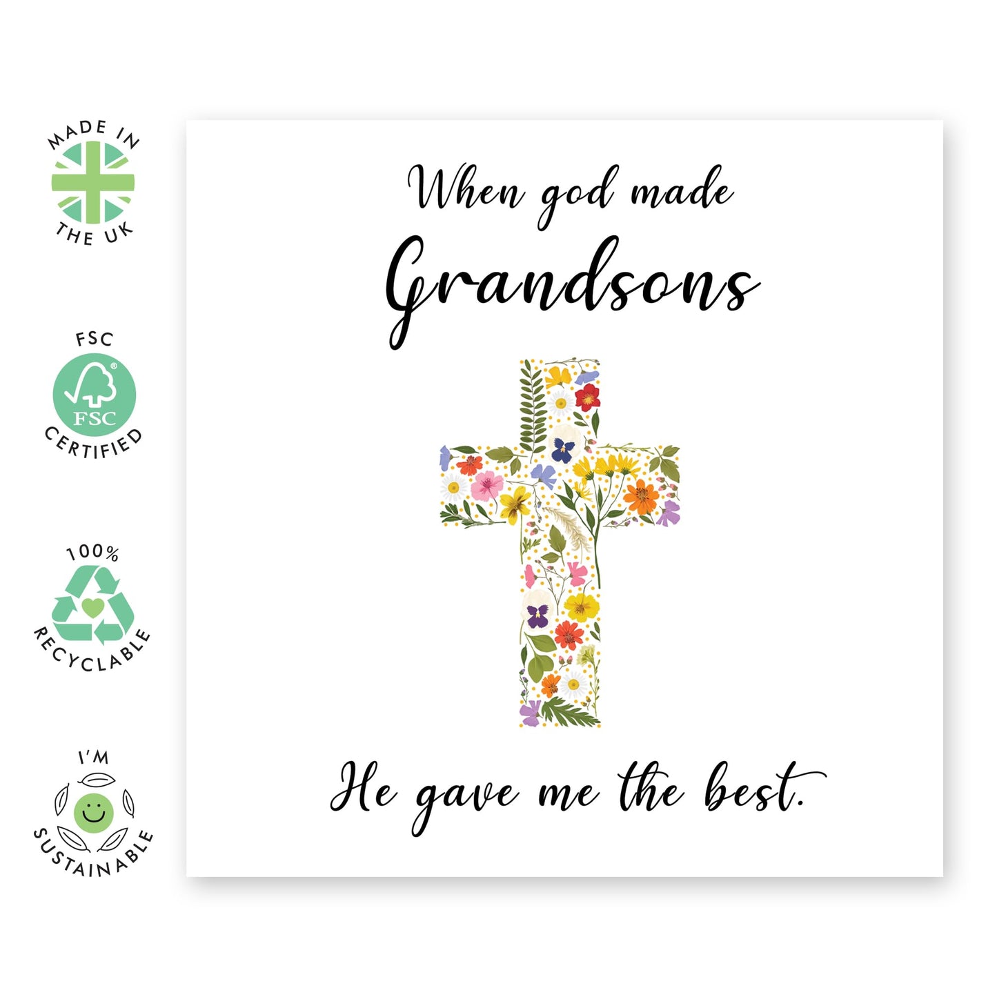 Grandson Birthday Card - First Holy Communion Cards - Baptism Cards For Boys - Easter Card For Grand Son - Christian Cards - Thinking Of You Card - Comes With Cute Stickers By Central 23