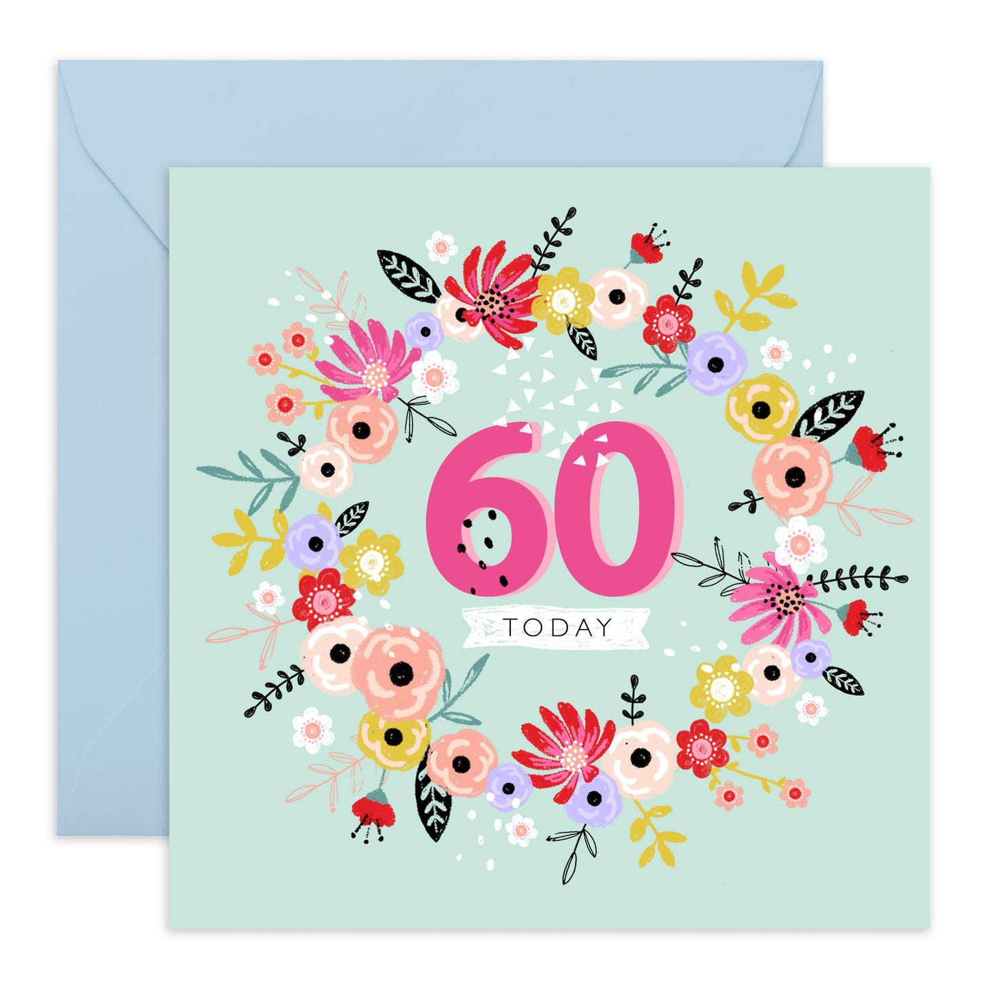 Happy 60th Birthday Card For Women - Sixty Year Old - Elegant Floral Gifts For Her - Milestone Cards For Mum Aunt Nan Grandma - Wife Birthday Card Sixtieth - Comes With Fun Stickers By Central 23
