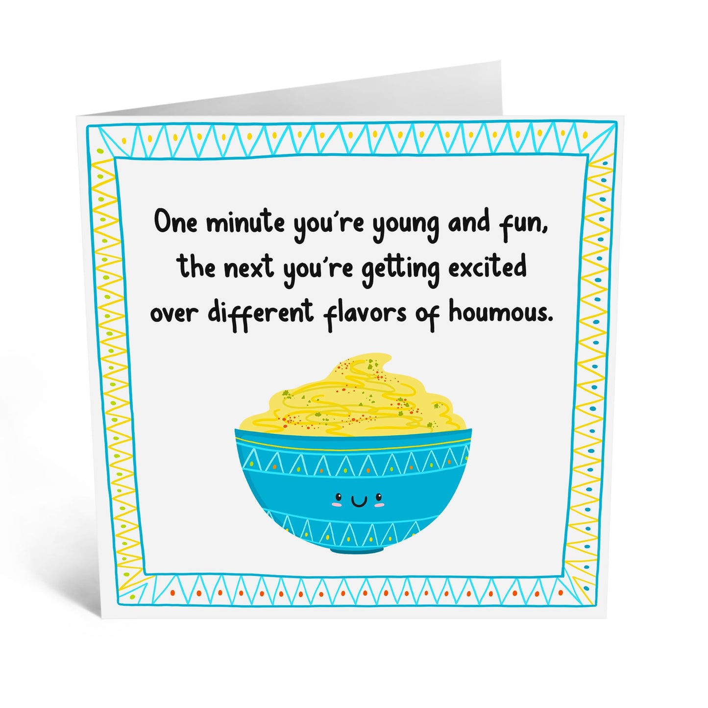 Birthday Greeting Card - 'Different Hummus Flavours' - Ideal for Adding a Fun Twist to Special Birthday Occasions - Perfect for Celebrating with a Touch of Humor - Comes with Stickers by Central 23