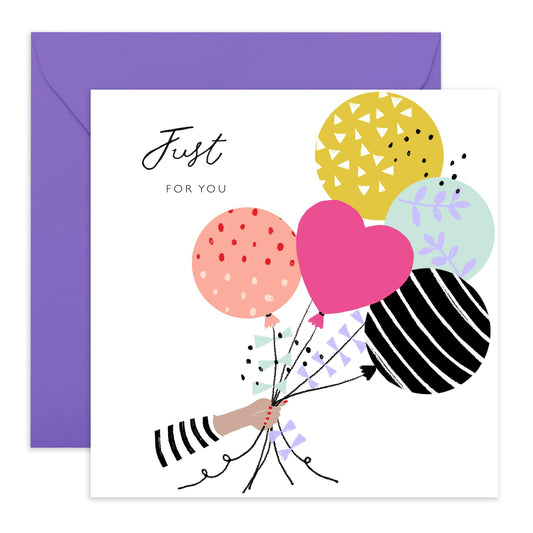 Greeting Card With Envelope - Just For You - Birthday, Mother's Day, Valentine, Thank You, Anniversary Cards For Women Her - Comes With Fun Stickers By Central 23