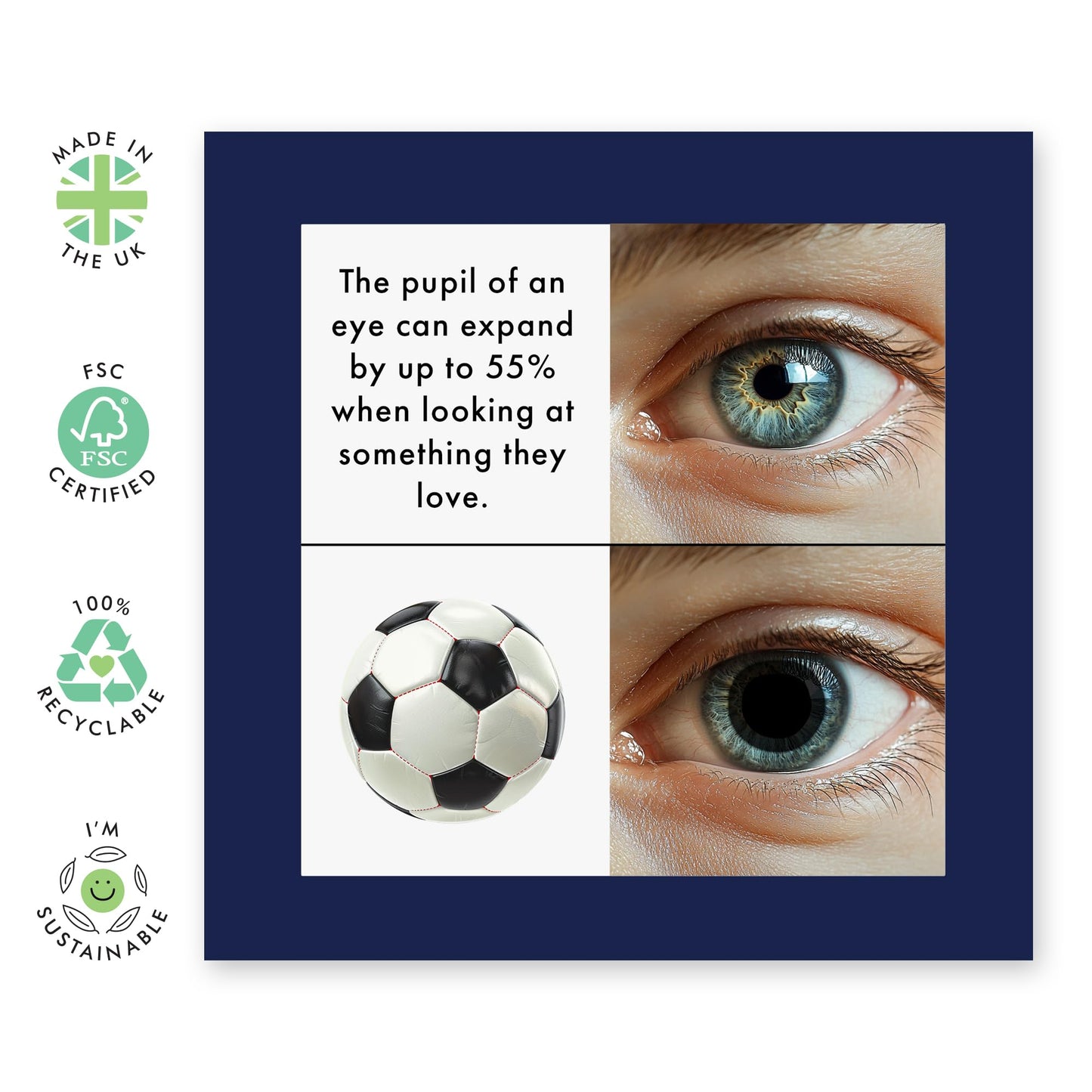 Football Fan Birthday Card Humor - 'Football Pupils' - Gifts for Him, Men, Boys, Husband, Boyfriend, Brother, Friend - Sports Fan - Comes with Fun Stickers