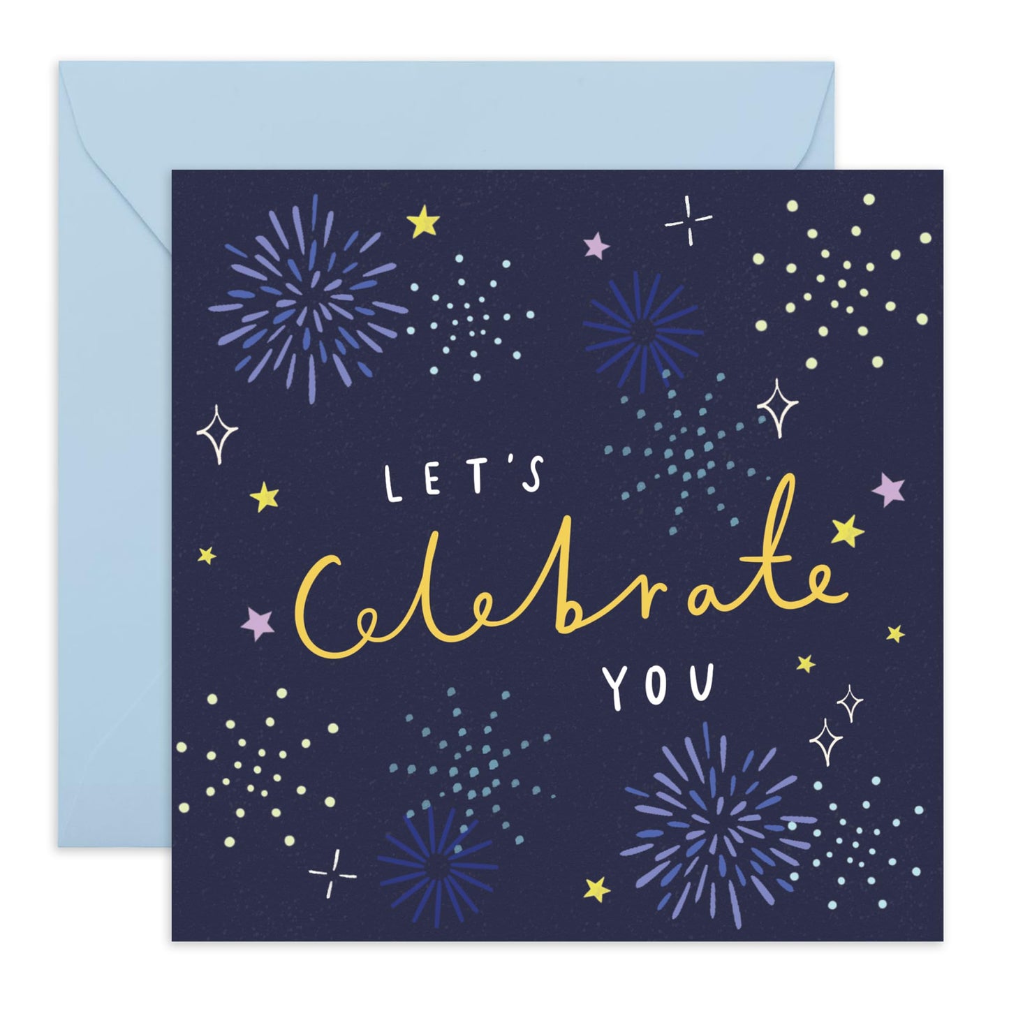 Birthday Card Fireworks Celebrations - 'Let's Celebrate You' - Presents for Friends, Sister, Brother, Colleague, Coworkers, Girlfriend, Boyfriend - Wow - Comes with Fun Stickers
