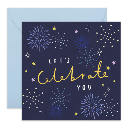 Birthday Card Fireworks Celebrations - 'Let's Celebrate You' - Presents for Friends, Sister, Brother, Colleague, Coworkers, Girlfriend, Boyfriend - Wow - Comes with Fun Stickers