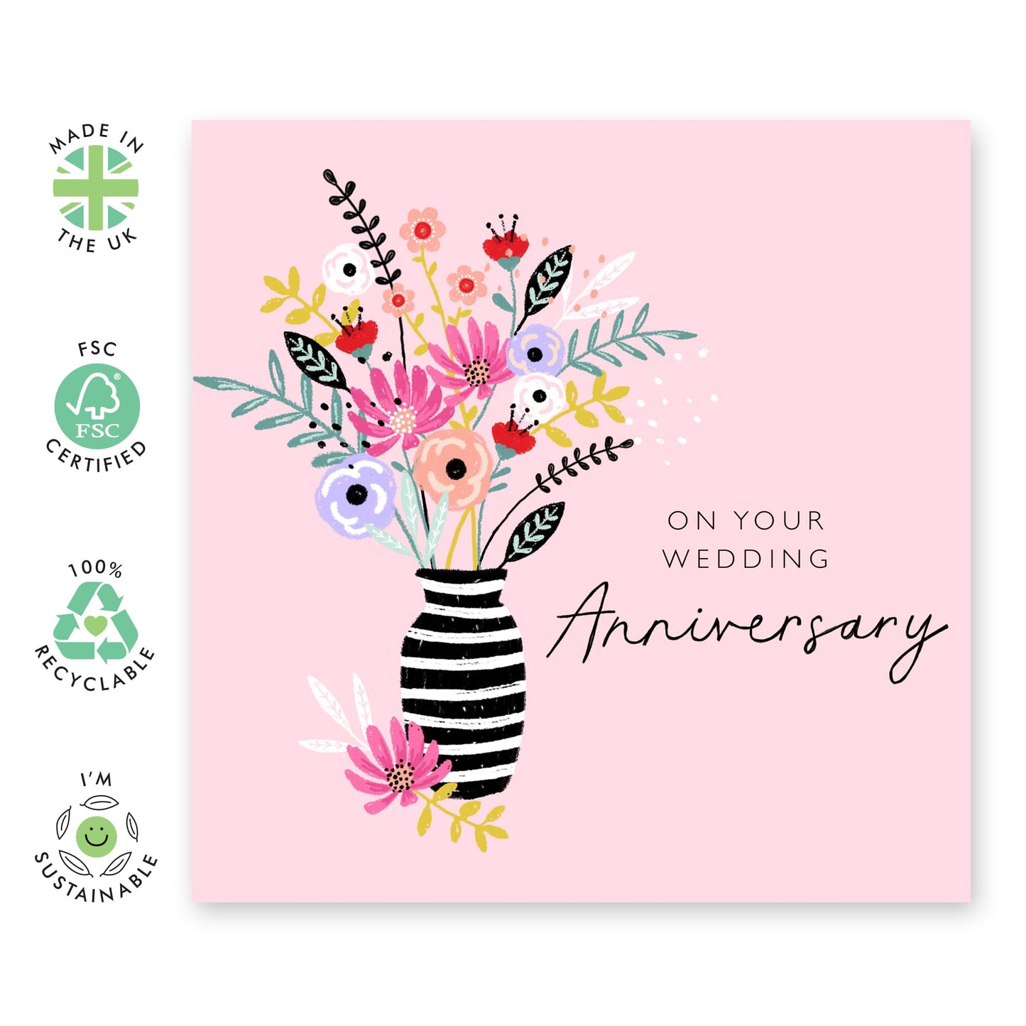 Wedding Anniversary Card Husband Wife - Aniversary Floral - Anniversary Card For Couple Girlfriend Boyfriend - Greeting Cards For Fiance - Comes With Fun Stickers By Central 23