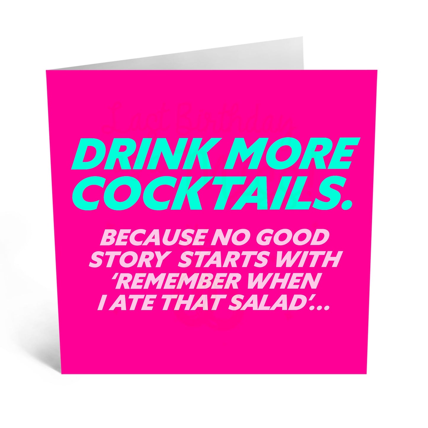 Funny Greeting Card - 'Drink More Cocktails' - Ideal for Adding a Fun Touch to Celebrations - Perfect for Birthday or Cheers Occasions - Comes with Stickers by Central 23