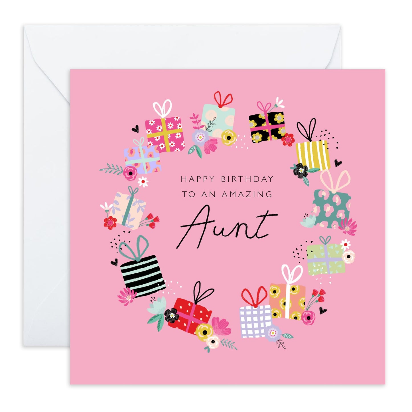 Aunt Birthday Card - Aunt Present Arrangement - Gift From Niece Nephew - Happy Birthday Aunty Greeting Card - Greeting Cards Her - Heartfelt Gifts Women Tia - Comes With Fun Stickers - By Central 23