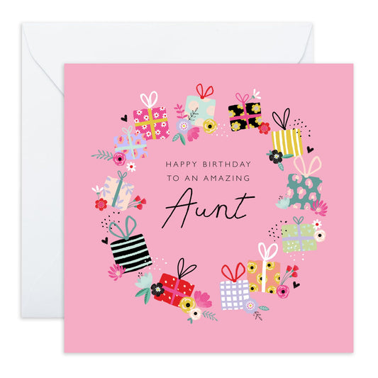 Aunt Birthday Card - Aunt Present Arrangement - Gift From Niece Nephew - Happy Birthday Aunty Greeting Card - Greeting Cards Her - Heartfelt Gifts Women Tia - Comes With Fun Stickers - By Central 23