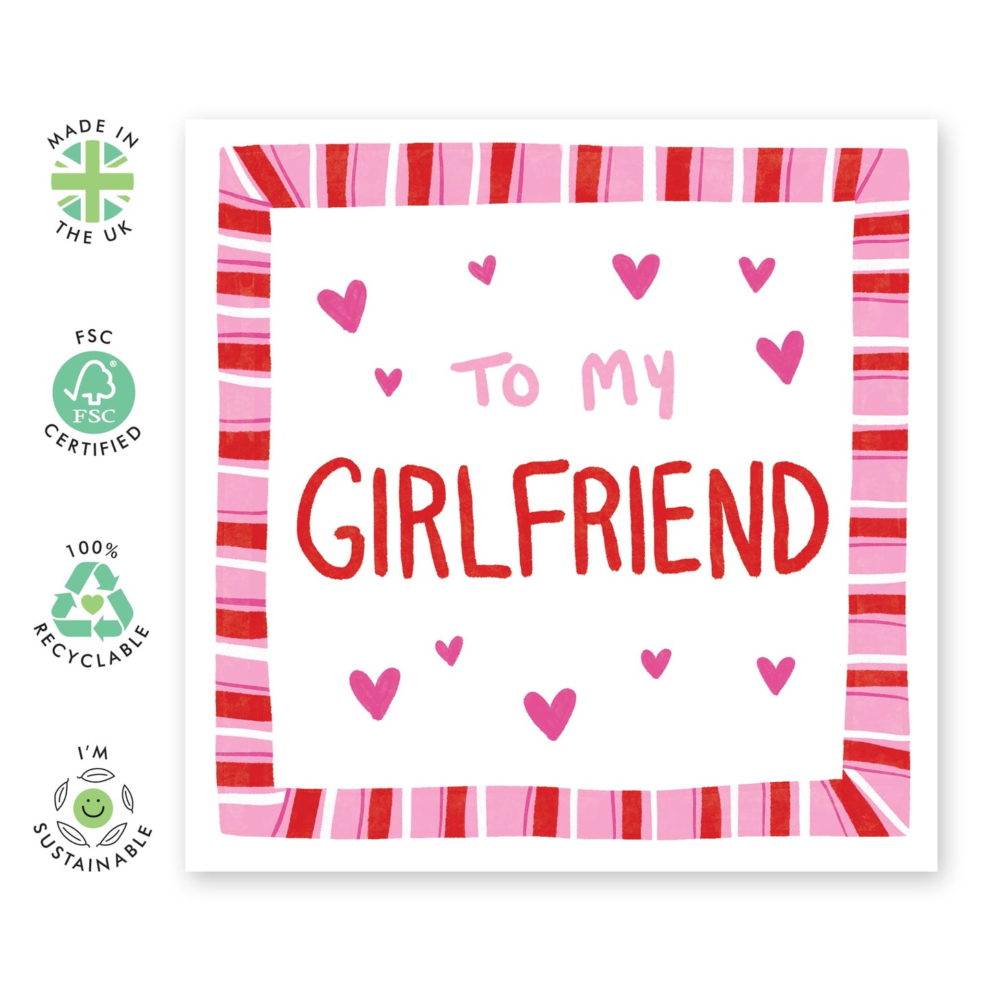 Sweet Greeting Card - 'TO MY GIRLFRIEND' - Perfect for Celebrating Your Special Relationship - Ideal for Expressing Love, Appreciation and Affection on Any Occasion - Comes With Stickers By Central 23