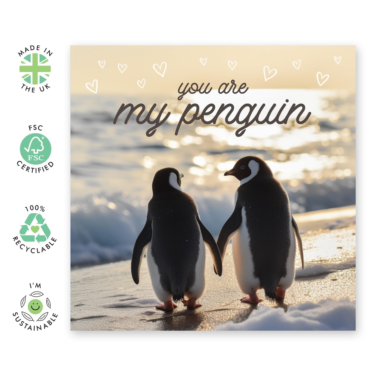 Love Cards For Him Her - You Are My Penguin - Valentines Day Card Girlfriend Boyfriend - Anniversary Card Couple Fiance - Husband Wife - Greeting Card - Comes With Fun Stickers By Central 23
