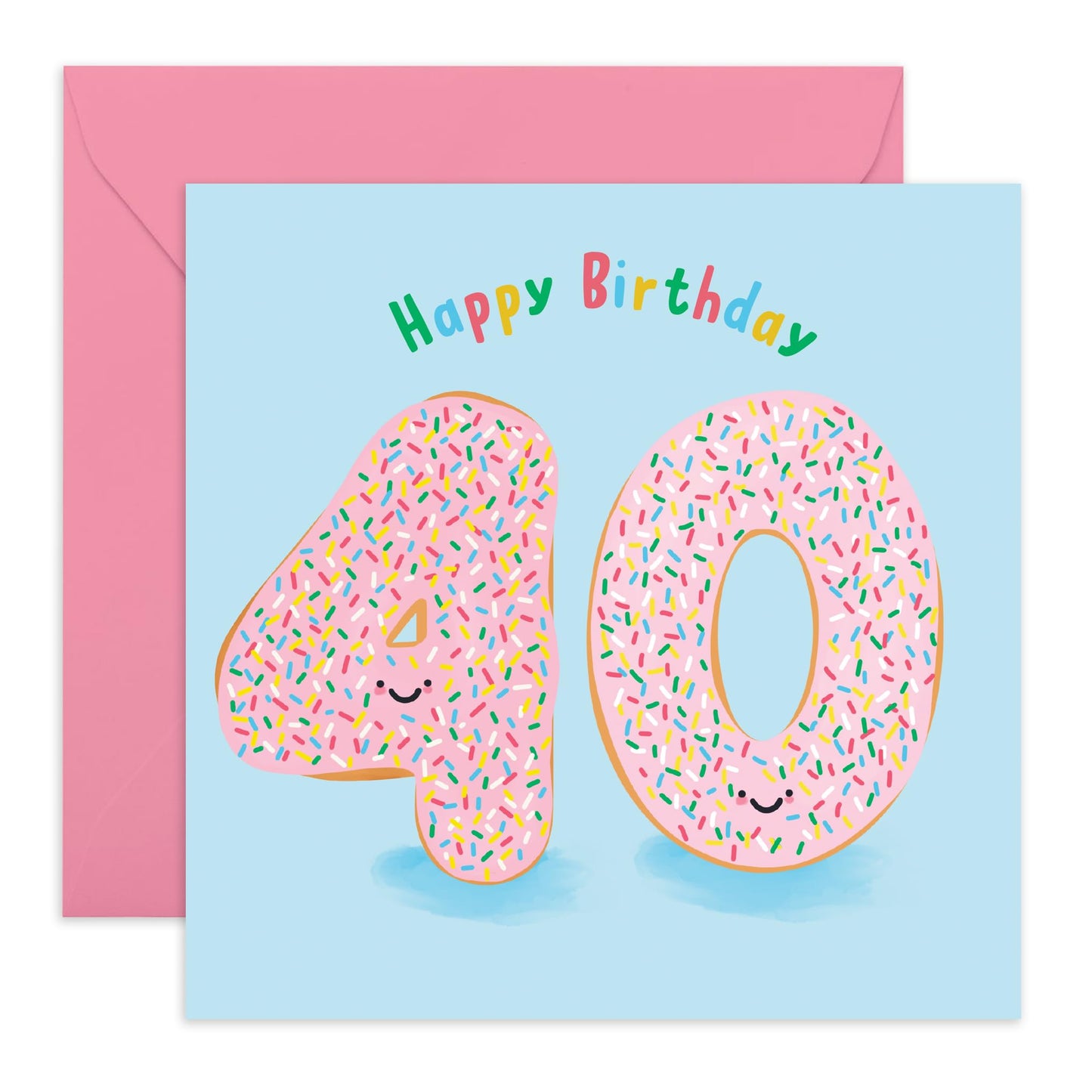 40th Birthday Card Women Men - Donut Age 40 - Birthday Greeting Card - Her Him - Wife Husband - Brother Sister - Happy Fortieth Birthday Greeting Card Friend - Comes With Fun Stickers - By Central 23