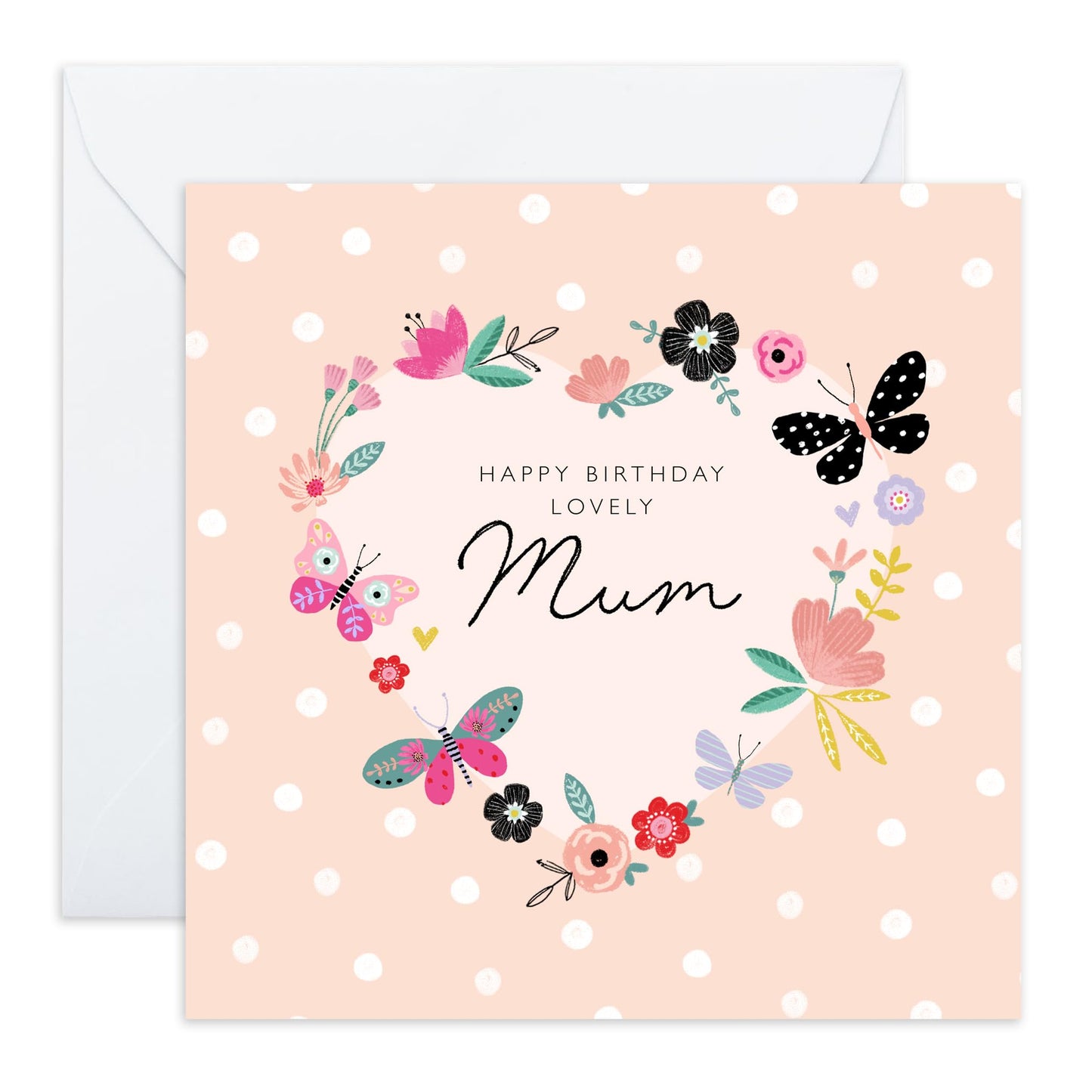 Birthday Card For Mum - Happy Birthday Mum Floral Heart - Greeting Cards For Mum - Bday Greeting Cards For Mummy - Birthday Card For Mother From Son Daughter - Comes With Fun Stickers - By Central 23