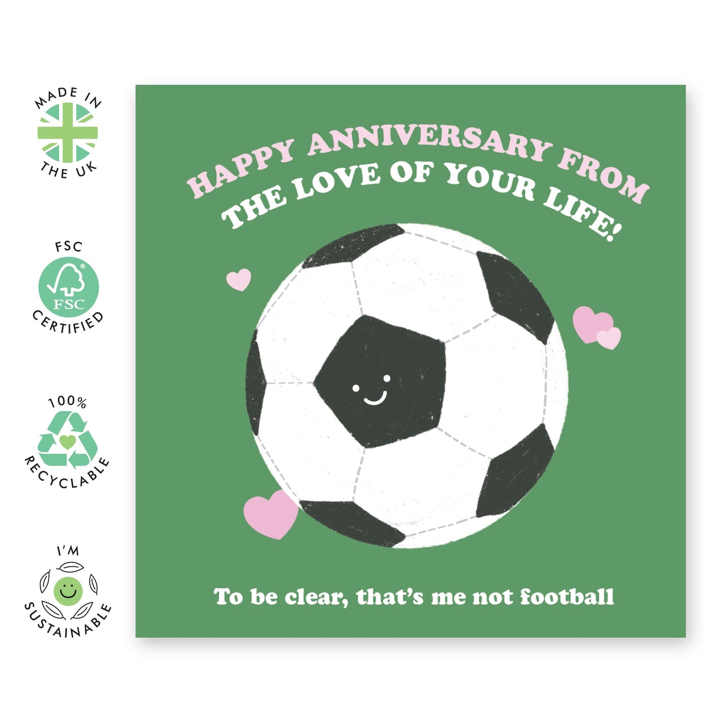Sporty Anniversary Card - 'Football Love of Life' - Gifts for Husband, Wife, Girlfriend, Boyfriend, Married Couples, His, Her - Ball Sports - Comes with Fun Stickers