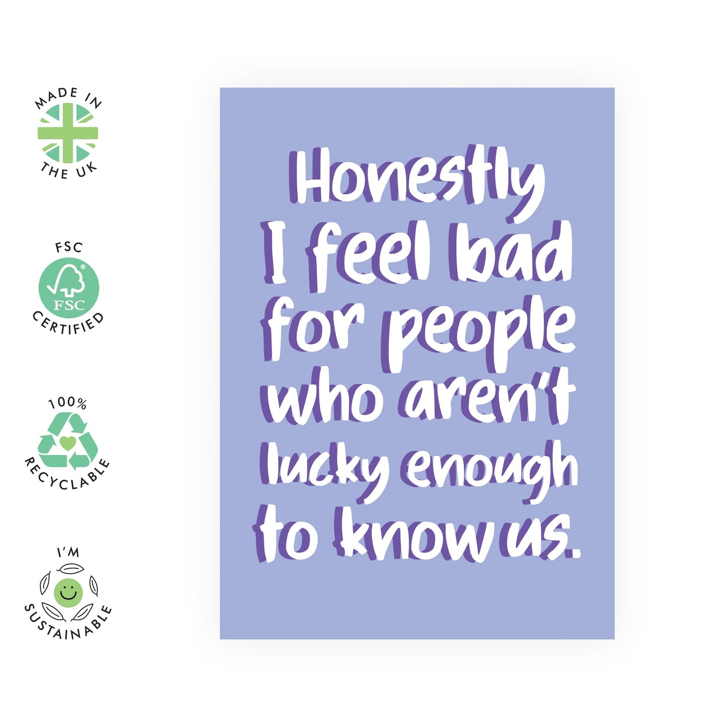 Cute Humor Birthday Card - 'Lucky Enough To Know Us' - Gifts for Besties, Best Friends, BFF, Girlfriend, Boyfriend, Sister, Sis, Cousin, Him, Her - About Us- Comes with Fun Stickers