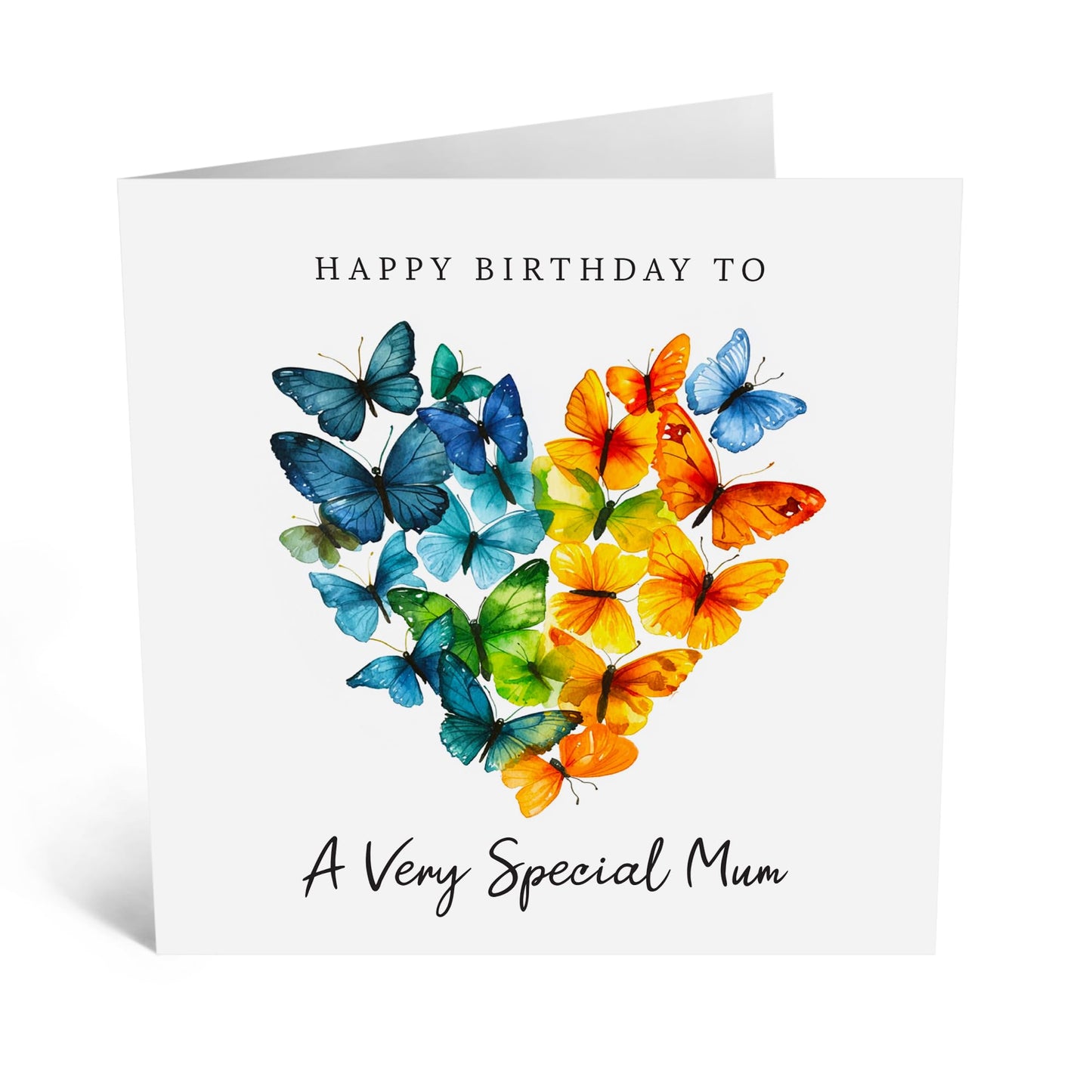Cute Mother's Birthday Card - 'Mum Birthday Butterfly' - Presents for Mother, Mam, Mammy, Mama - Heart Shaped - Comes with Fun Stickers