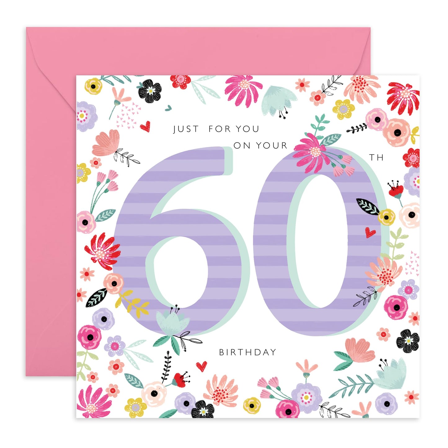 60th Birthday Cards For Women - Milestone Cards Age Sixty - Just For You - Happy Sixtieth Birthday Card For Her - Heartfelt Gifts For Mum Aunt Nan Sister - Comes With Fun Stickers By Central 23
