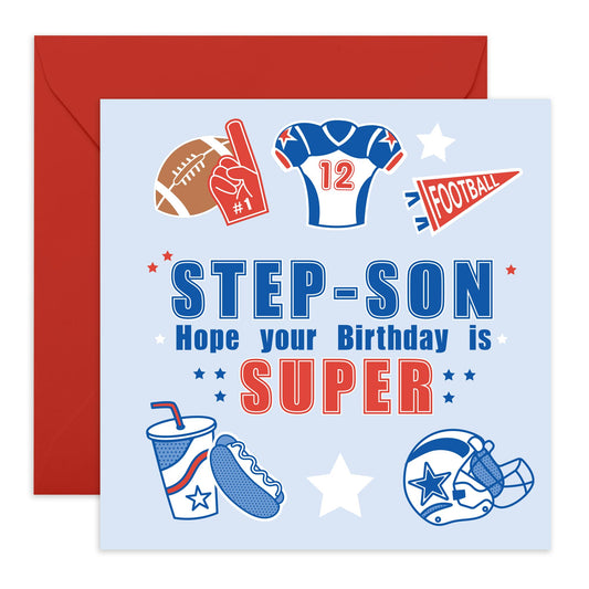 Birthday Greeting Card - 'HAVE A SUPER DAY, STEPSON!' - Perfect for Celebrating a Special Day with Love and Joy - Ideal for Stepson Boy Buddy Family Members - Comes With Stickers By Central 23