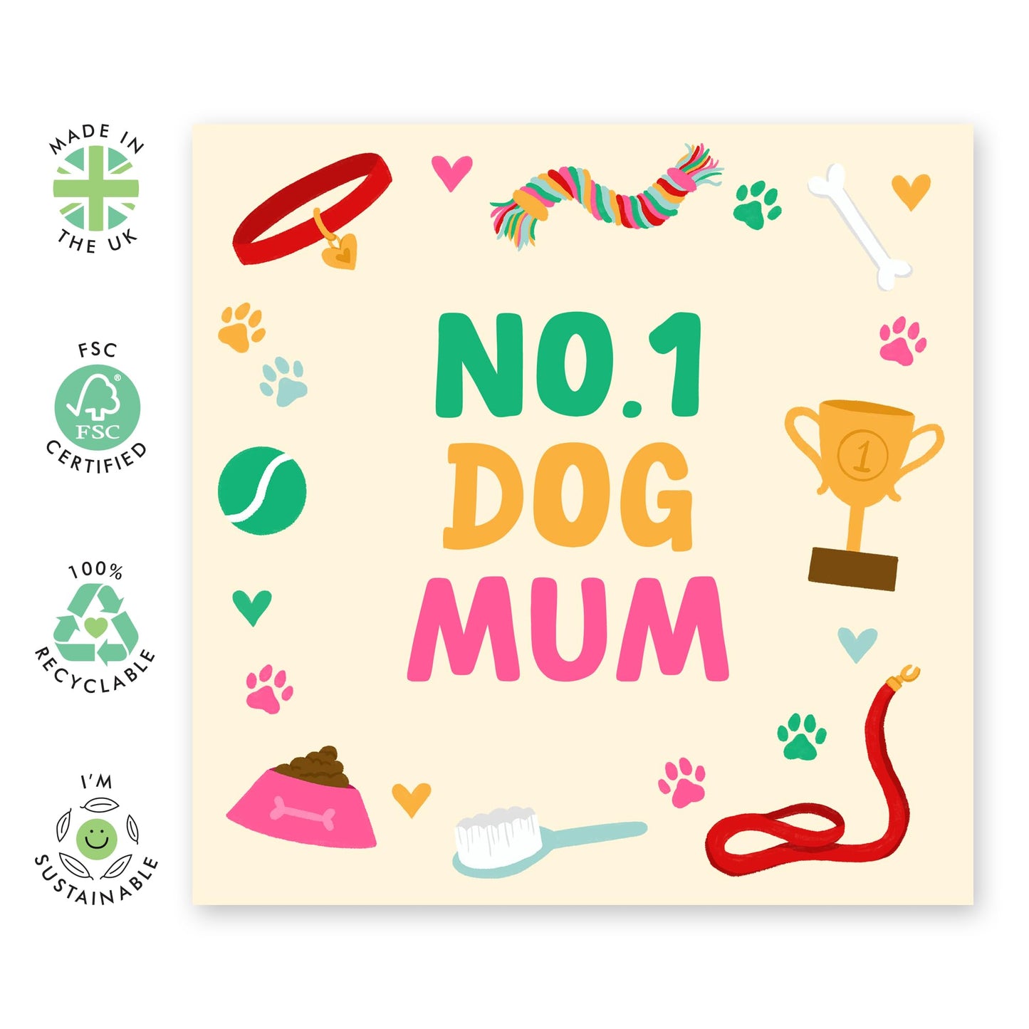 Dog Birthday Cards For Women - No.1 Dog Mum - Cute Birthday Card For Dog Lovers - Greeting Cards From Pet - Mothers Day Card - Gifts For Her - Comes With Stickers - By Central 23