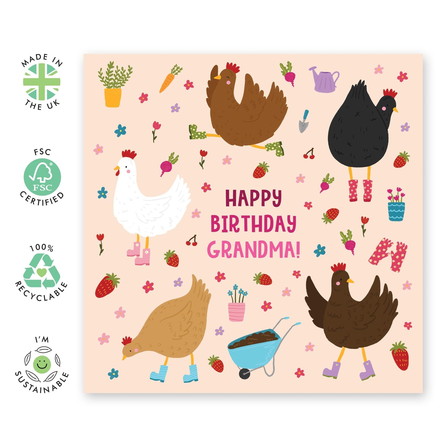 Birthday Greeting Card - 'BIRTHDAY GRANDMA GARDENING' - Perfect for Celebrating with Love and Joy in the Garden - Ideal for Grandmothers Gardening Enthusiasts - Comes With Stickers By Central 23