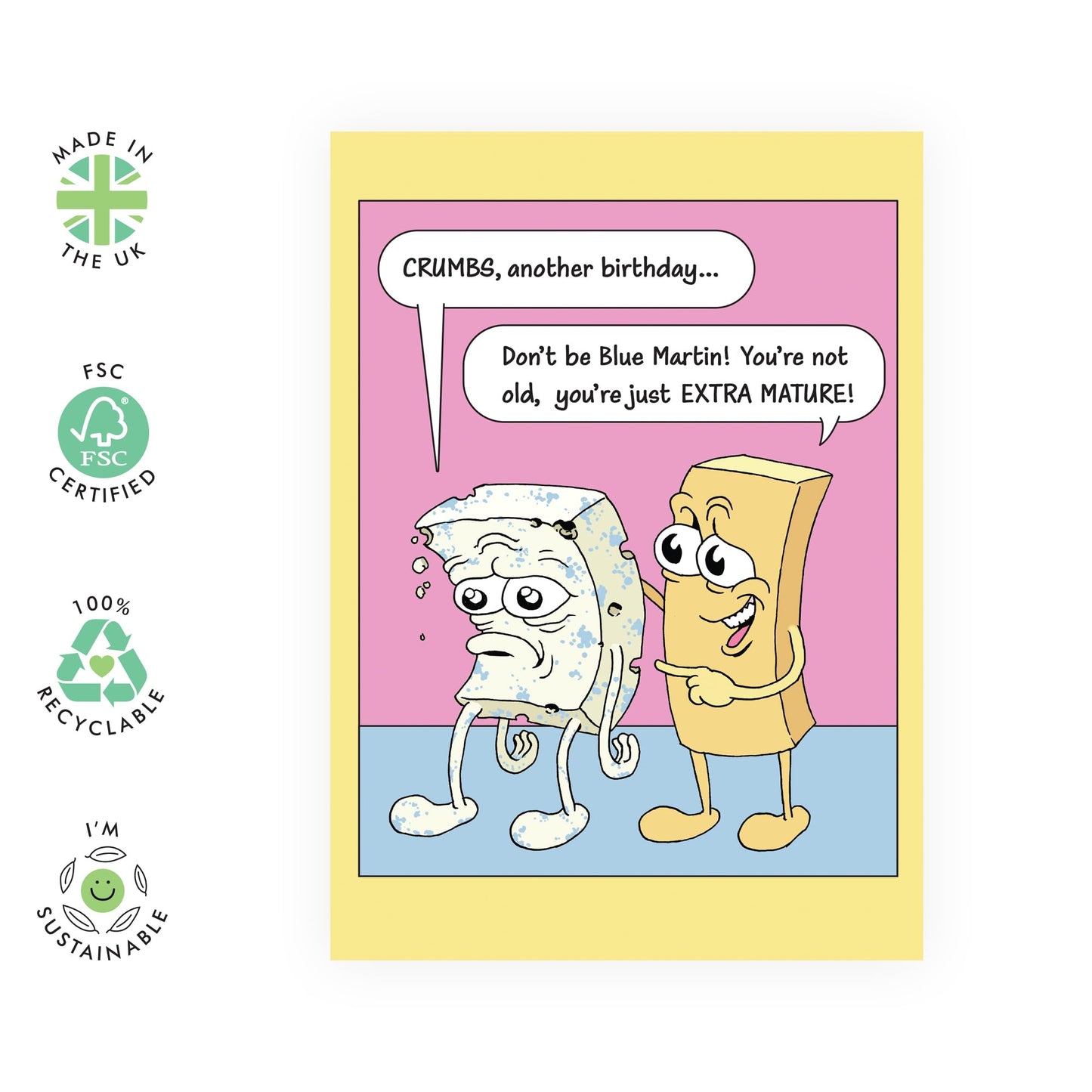 Happy Birthday Card For Men Women - Extra Mature Cheese - Funny Greeting Cards For Him Her - Gift For Brother Sister Friend - For Mum Dad - Comes With Stickers - By Central 23