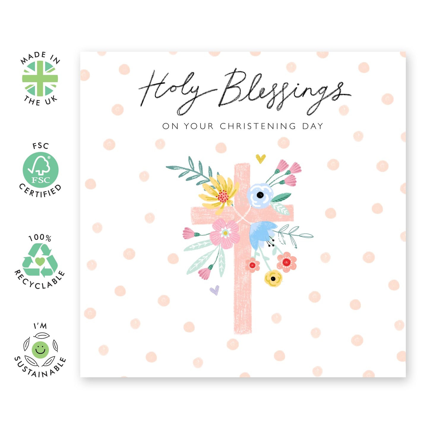 Christening Card For Baby Girl - Pink Cross Christening - Dedication Day Card Baby - Baptismal Card For Niece - Baptismal Granddaughter - Gift From Aunt Uncle - Comes With Fun Stickers By Central 23