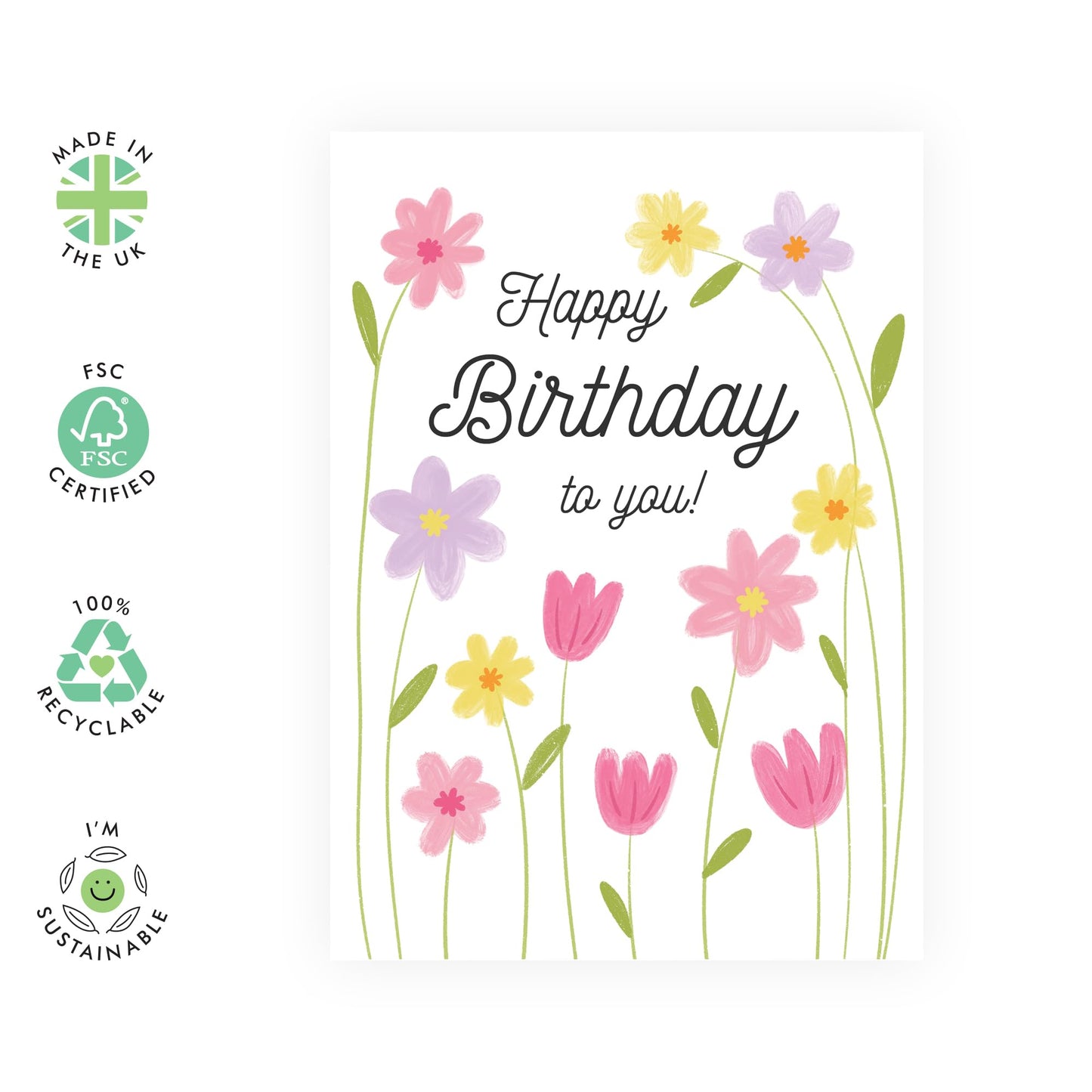 Flowers Birthday Card - 'Birthday Flowers' - Gifts for Mum, Dad, Auntie, Uncle, Grandma, Grandad, Family, Relatives, Friends, Bestie - Beautiful Flowers - Comes with Fun Stickers