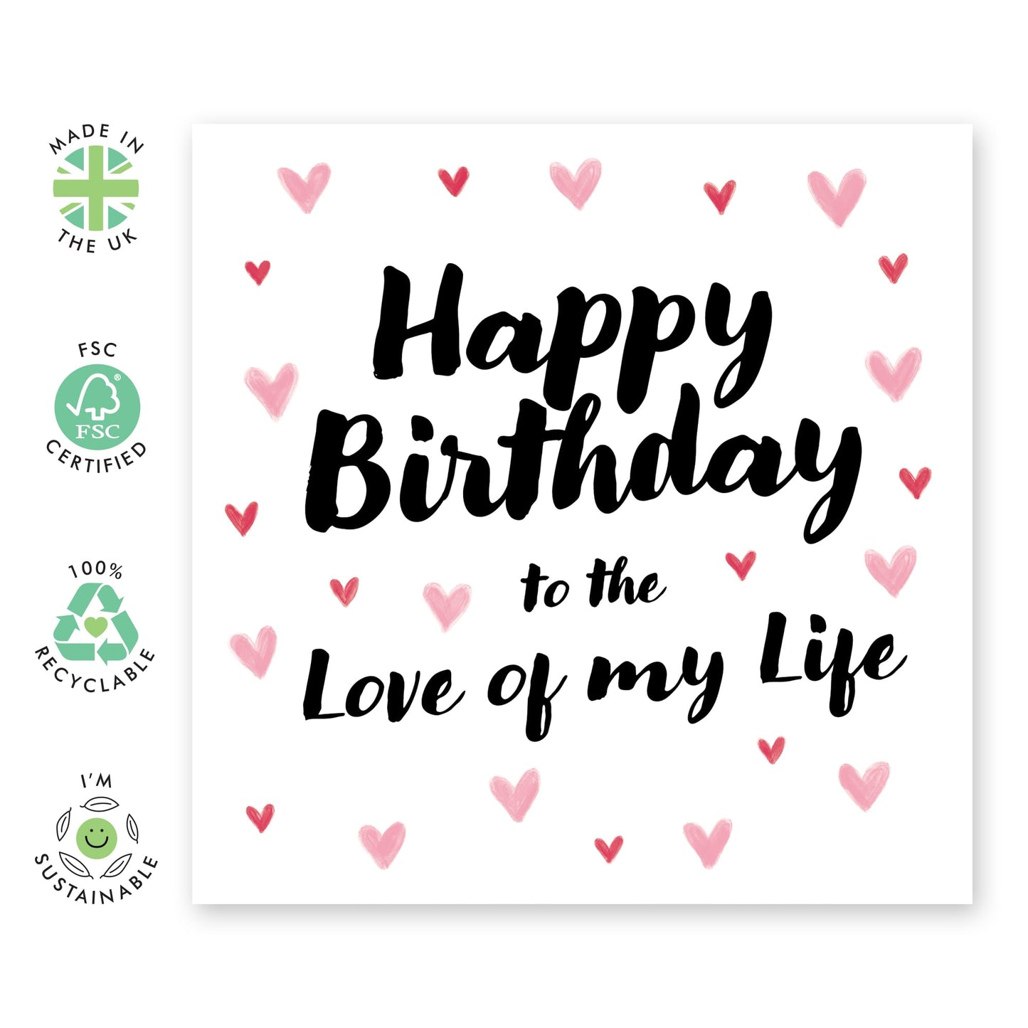 Wife Birthday Card - Happy Birthday To The Love Of My Life - Boyfriend Birthday Card - Greeting Cards For Husband Partner Girlfriend - Comes With Cute Stickers By Central 23