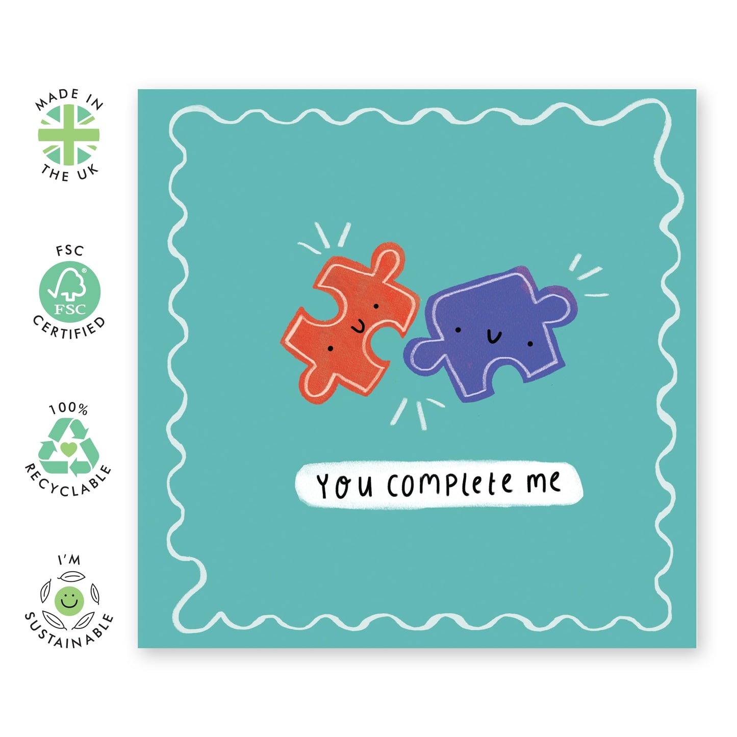 Greeting Card - 'JIGSAW YOU COMPLETE ME' - Perfect for Celebrating a Special Connection with a Puzzle Twist - Ideal for Adding a Unique Touch to Your Message - Comes With Stickers By Central 23