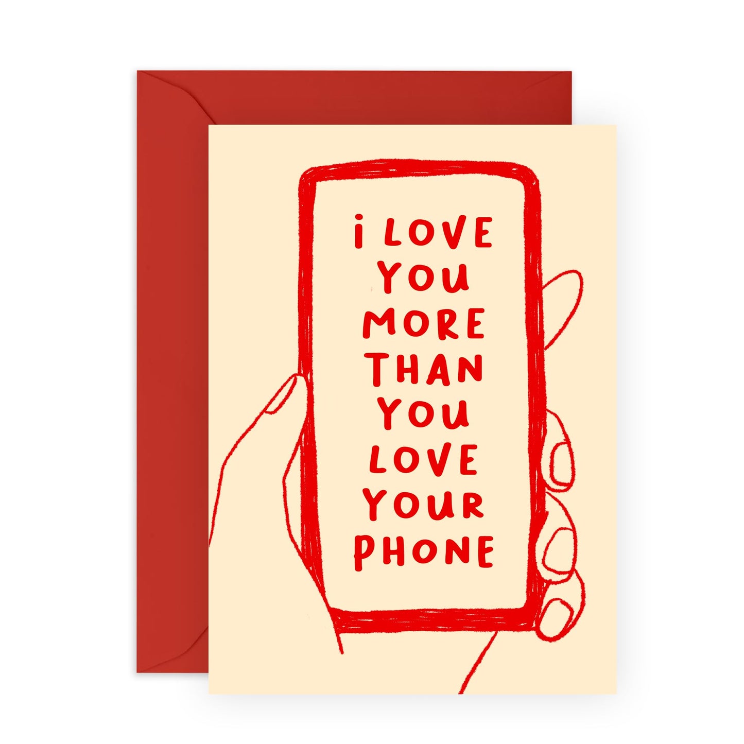 Funny Anniversary Card For Women - I Love You More Than You Love Your Phone - Valentines Day Cards For Husband - Wife Birthday Card - Gifts For Boyfriend Girlfriend - Comes With Stickers By Central 23