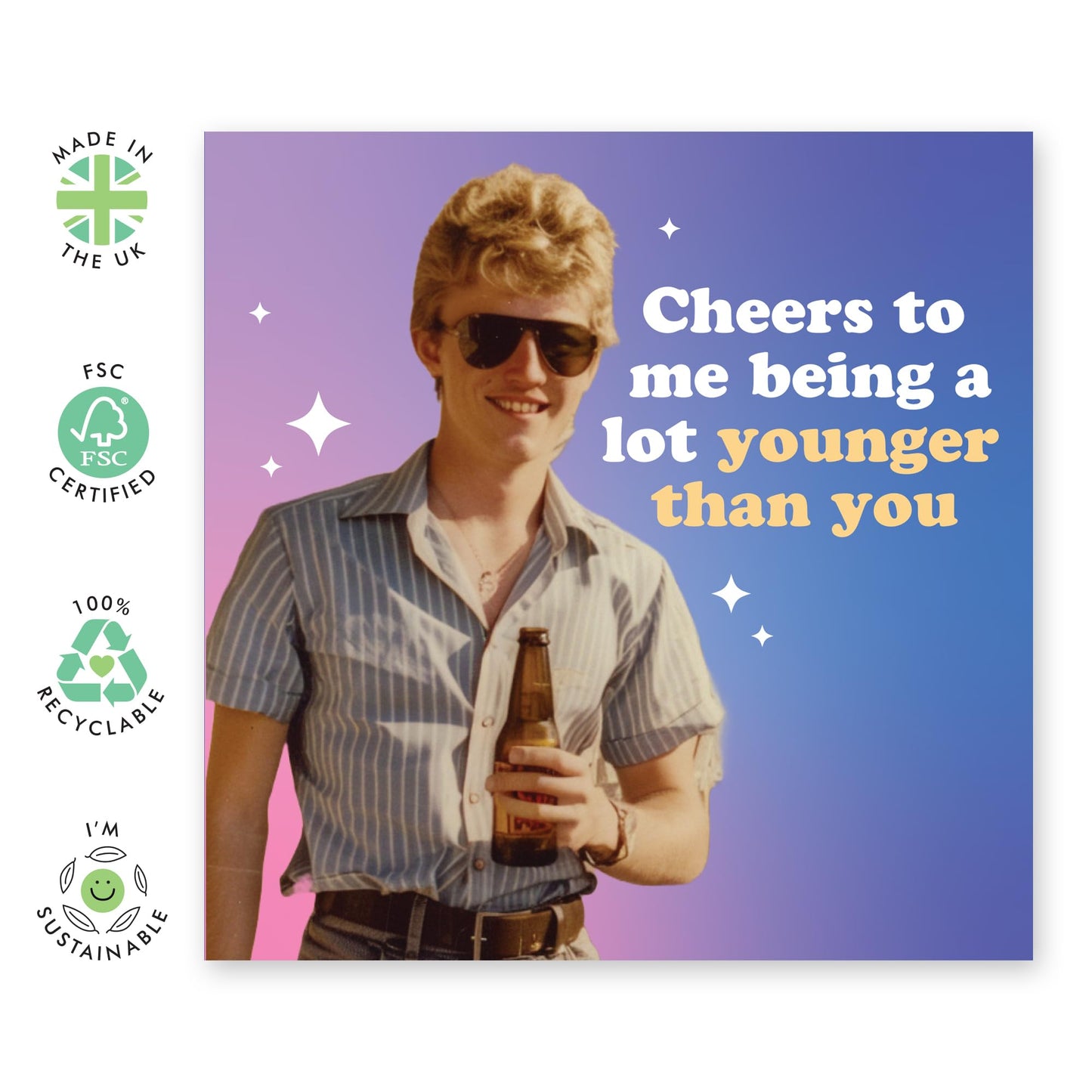 Greeting Card - 'ME BEING A LOT YOUNGER' - Perfect for Any Occasion with a Humorous Twist and Fun Design - Ideal for Celebrating Milestones to Everyday Moments - Comes With Stickers By Central 23