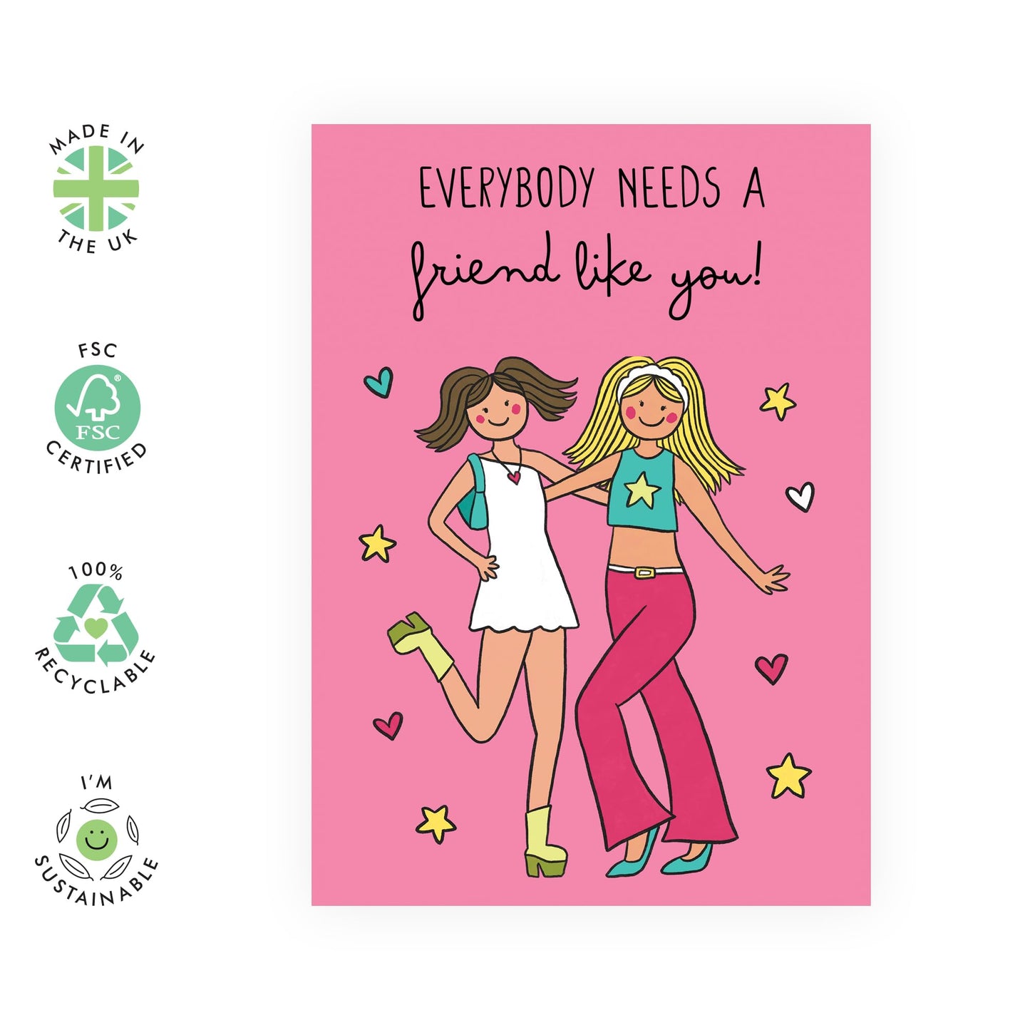 Friendly Happy Birthday Card - 'Needs A Friend Like You'' - Gifts for Best Friends, Besties, BFF,Girlfriends, Sister, Sis, Gals - Lucky Me- Comes with Fun Stickers