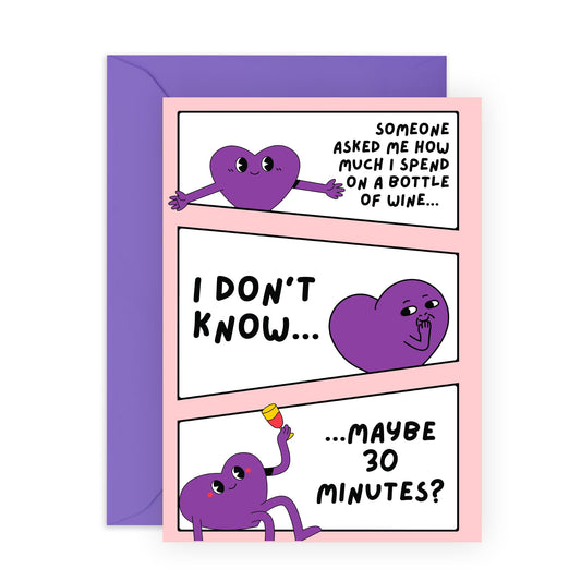 Funny Greeting Cards For Women - 30 Mins Wine - Best Friend Birthday Card - Aunt Birthday Card - Friendship Gifts For Bestie Her BFF Bestfriend Cousin - Comes With Fun Stickers By Central 23
