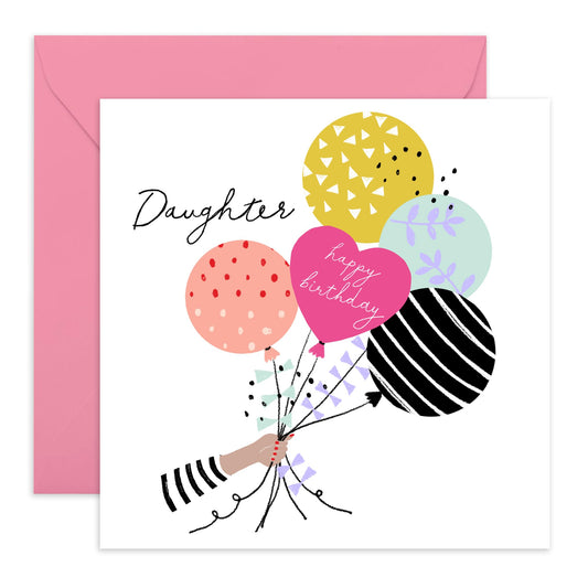 Daughter Birthday Card from Dad Mum - Happy Birthday Card For Women Female Teens - Cute Balloons Greeting Cards And Envelopes - Gifts for Girls - Comes With Cute Stickers By Central 23