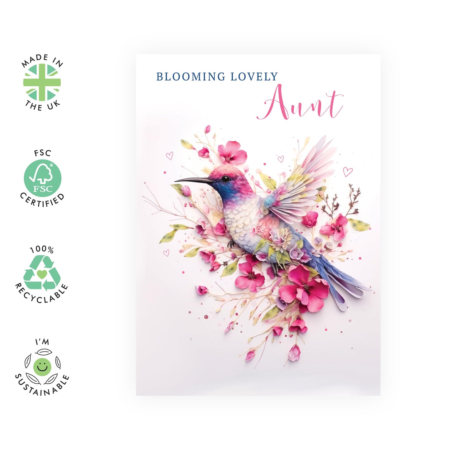 Greeting Cards For Women - Aunt Birthday Card - Blooming Lovely Birds - Elegant Mothers Day Card For Auntie - Pretty Flower Card - Gifts For Her Female - Comes With Fun Stickers By Central 23