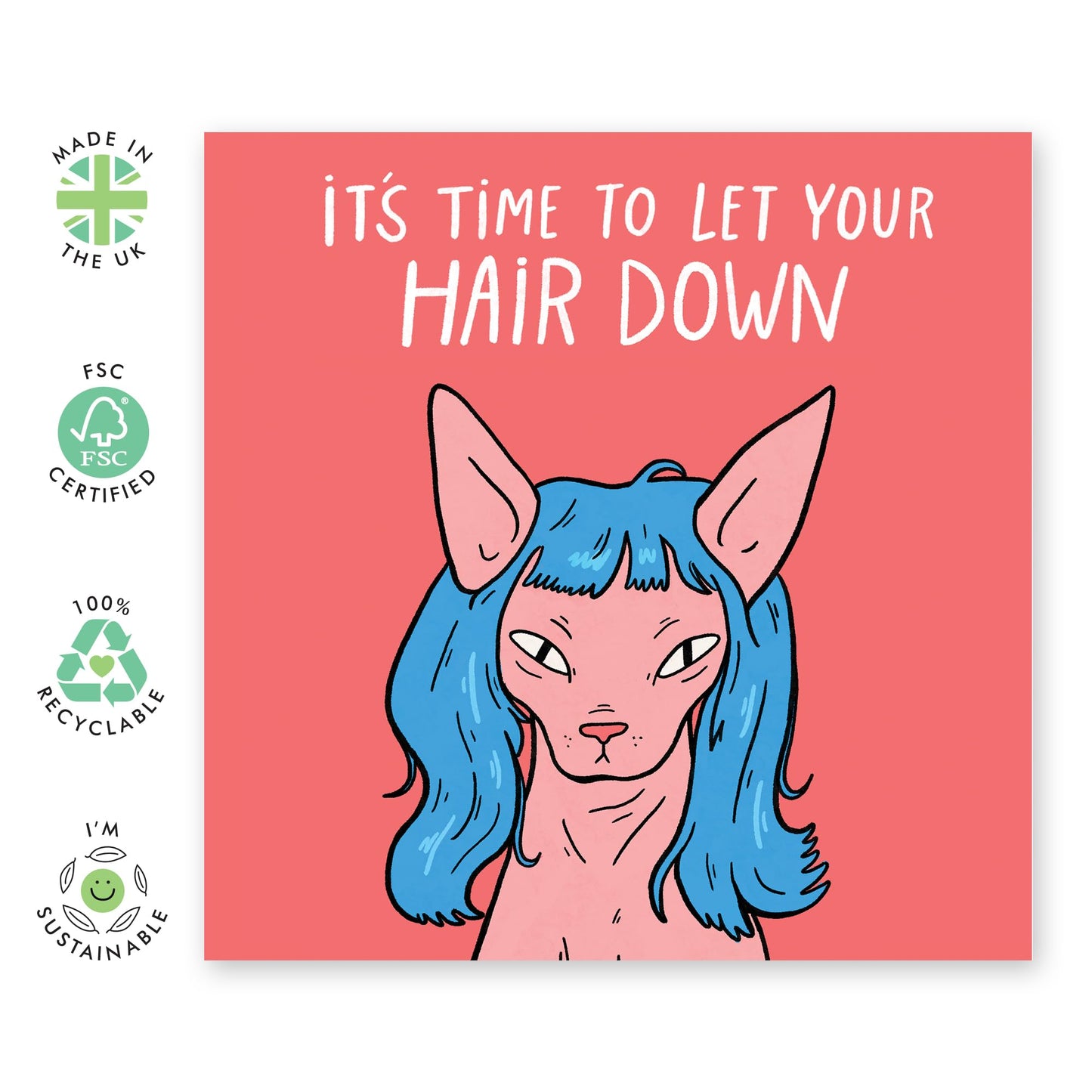 Funny Greeting Card - 'WIGGED CAT' - Perfect for Adding a Hilarious and Lighthearted Touch to Any Occasion - Ideal for Him, Her, Friends, Family, Colleagues - Comes With Stickers By Central 23