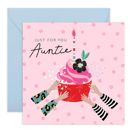 Birthday Card For Aunt - Just For You Cupcake - Happy Birthday Aunty Greeting Card - Mother's Day Card For Auntie - Heartfelt Gifts For Women Female Tia - Comes With Stickers By Central 23