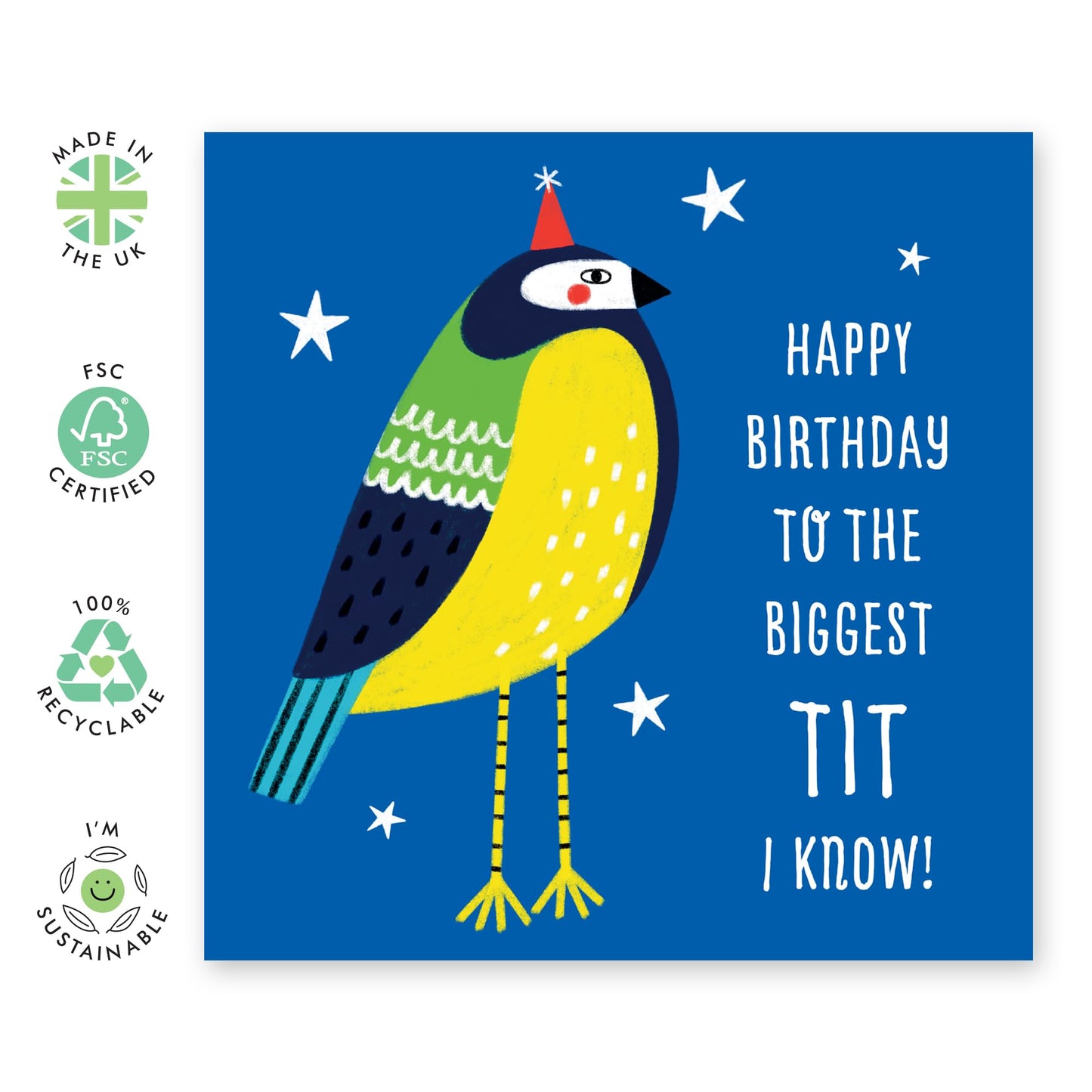 Hilarious Birthday Card - 'Biggest Ti* I Know' - Greeting to BFFs, Best Friends, Buddies, Mate, Coworkers, Colleagues, Officemates - Birdy - Comes with Fun Stickers