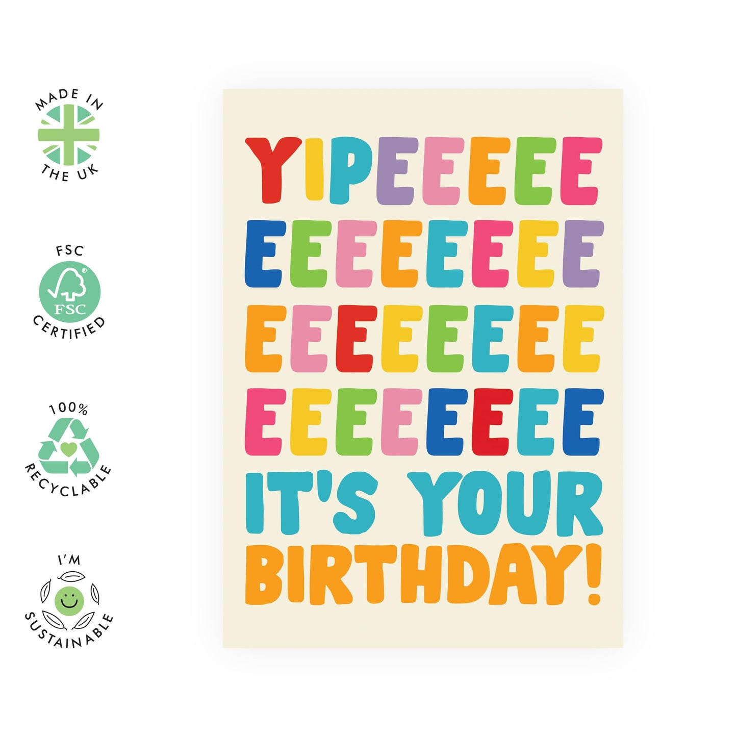 Happy Birthday Card For Him Her - Yipeeeeee It's Your Birthday - Sweet Birthday Cards For Men Women - Gifts For Mum Or Dad - Best Friend - From Friend Bff - Comes With Stickers By Central 23