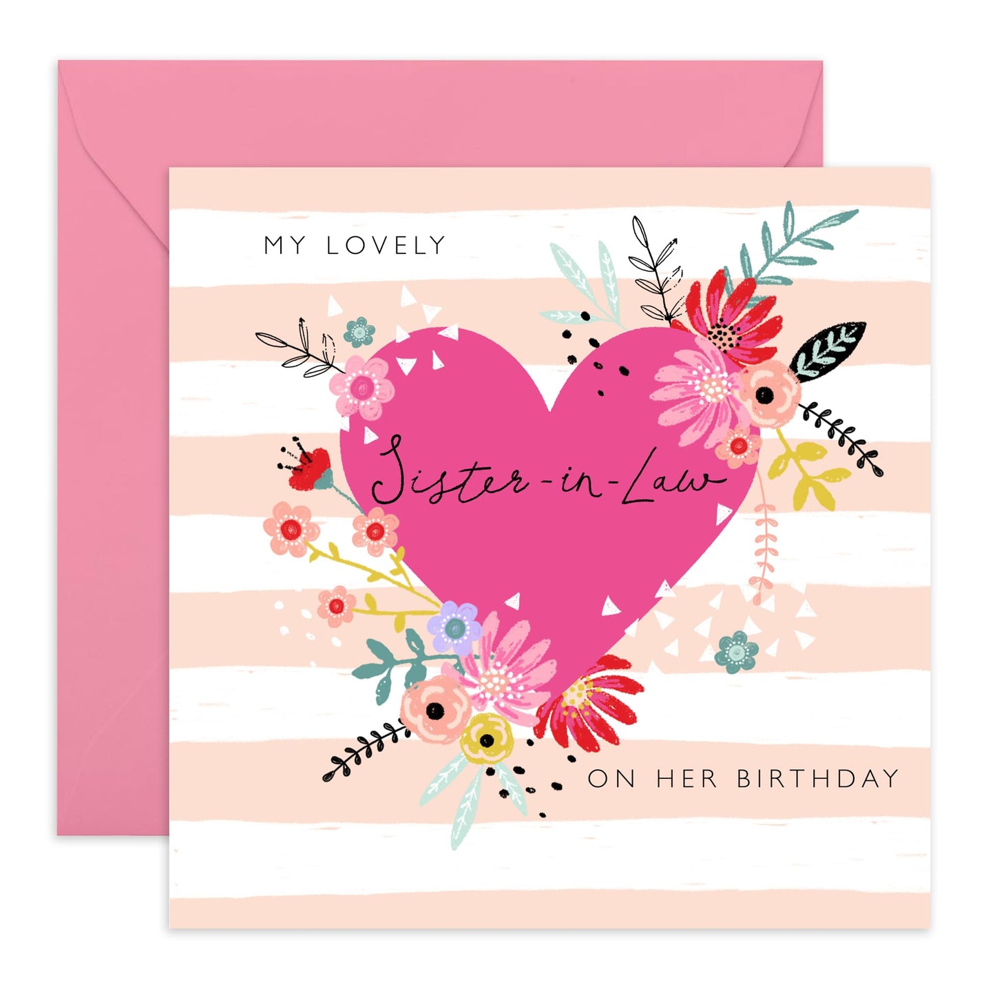 Birthday Cards For Sister In Law - To My Lovely Sis - Birthday Greeting Cards And Envelopes For Sister-in- Law - Heartfelt Gifts For Women Her Female - Comes With Stickers By Central 23