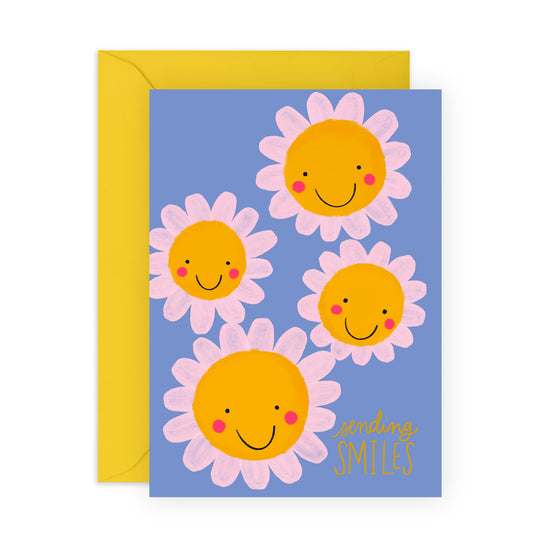 Cheering Up Card Women, Men - Sending Smiles – Cheerful Daisy Flowers for Motivation - Gifts for Friends, Bestie, Family, Son, Daughter, Niece, Nephew, Colleagues, Him, Her - Comes with Stickers