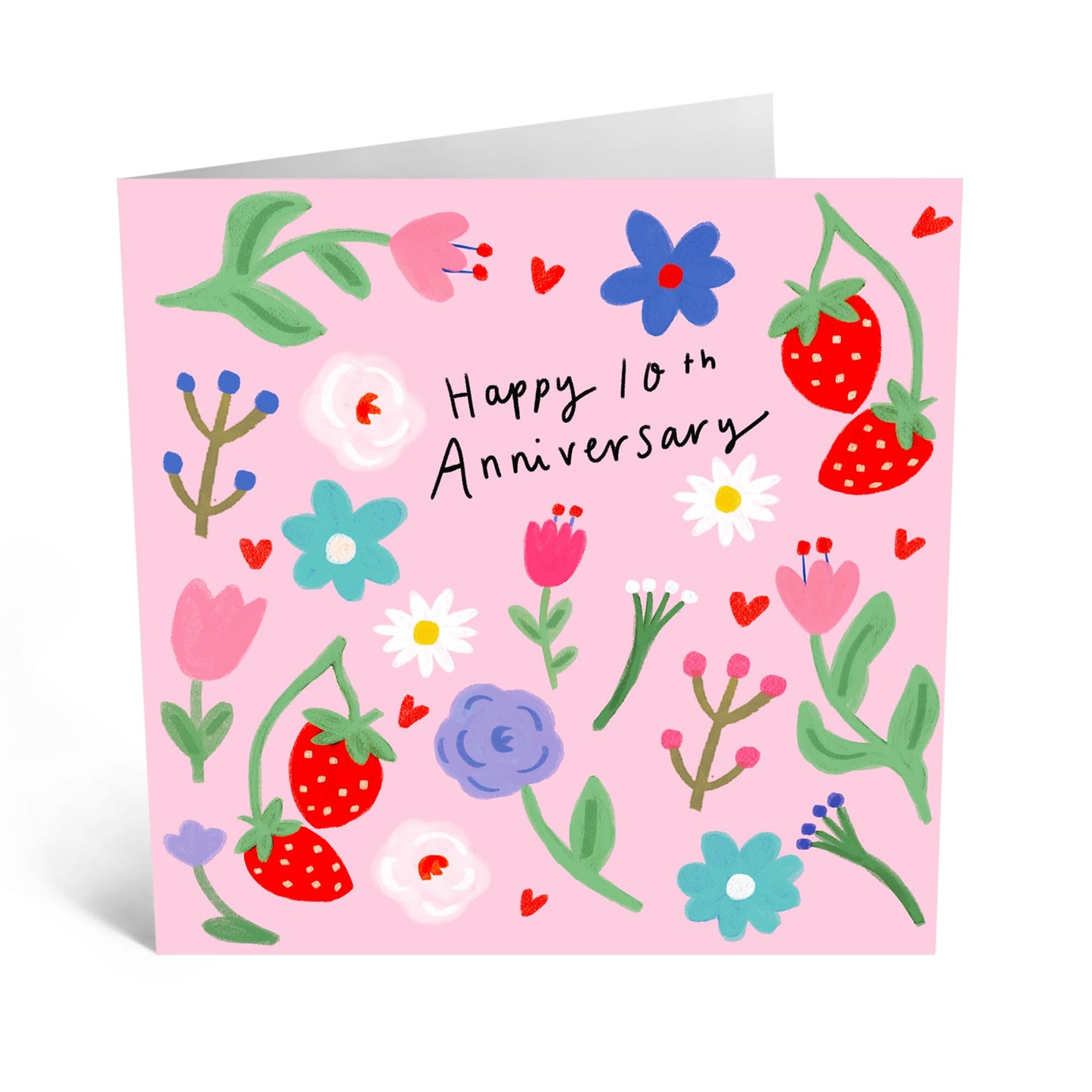 Anniversary Card - 'FLORALS 10TH ANNIVERSARY' - Perfect for Celebrating a Decade of Love with Floral Touches - Ideal for Adding a Heartfelt Note to Your Love One- Comes With Stickers By Central 23
