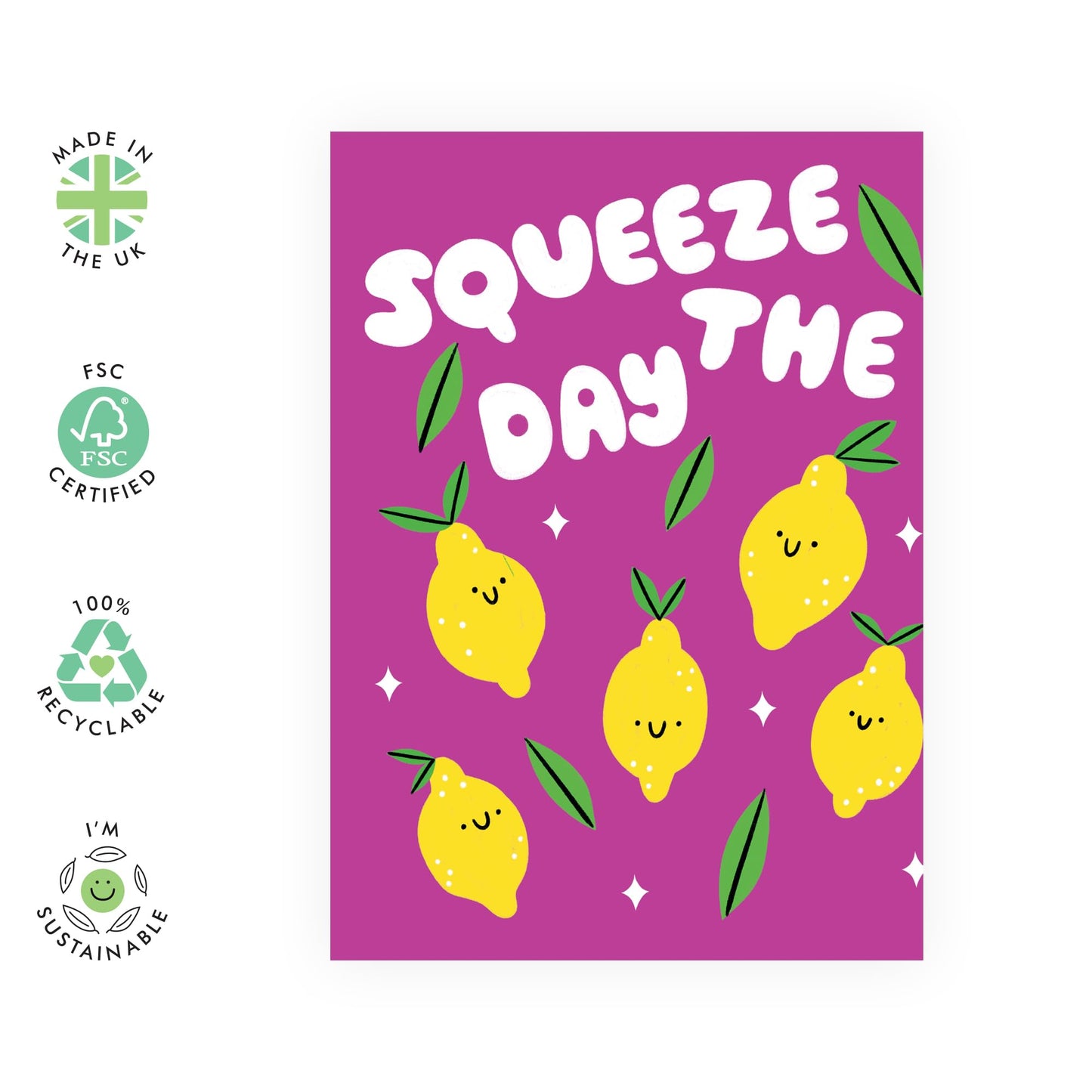 Greeting Cards For Friends Just Because - Squeeze The Day - Good Luck Affirmation Feel Better Greeting Cards For Girls Boys - Gifts For Her Him Men Women - Comes With Fun Stickers By Central 23