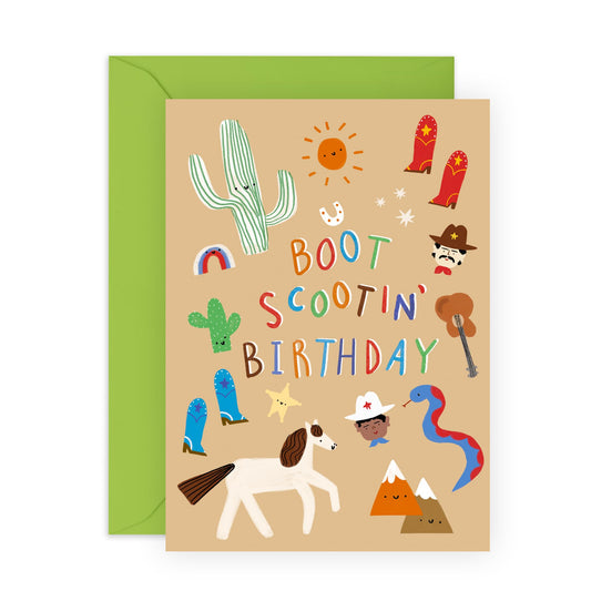 Birthday Card for Country Boys - 'Bootscootin Cowboy' - Gifts for Him, Men, Husband, Boyfriend, Colleague, Brother, Father, Dad - Southern Thing - Comes with Fun Stickers
